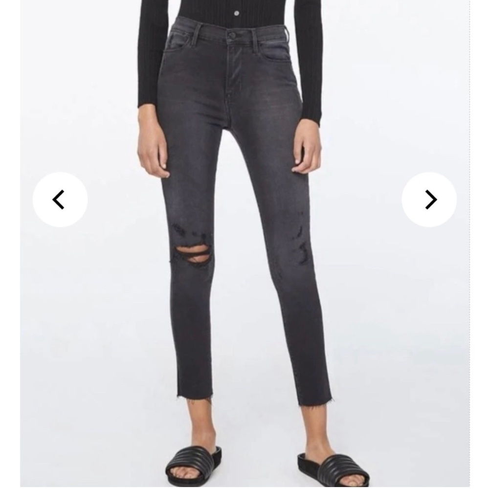 Rag & Bone Ashy Black Distressed Hi Rise Skinny Jeans Size 29